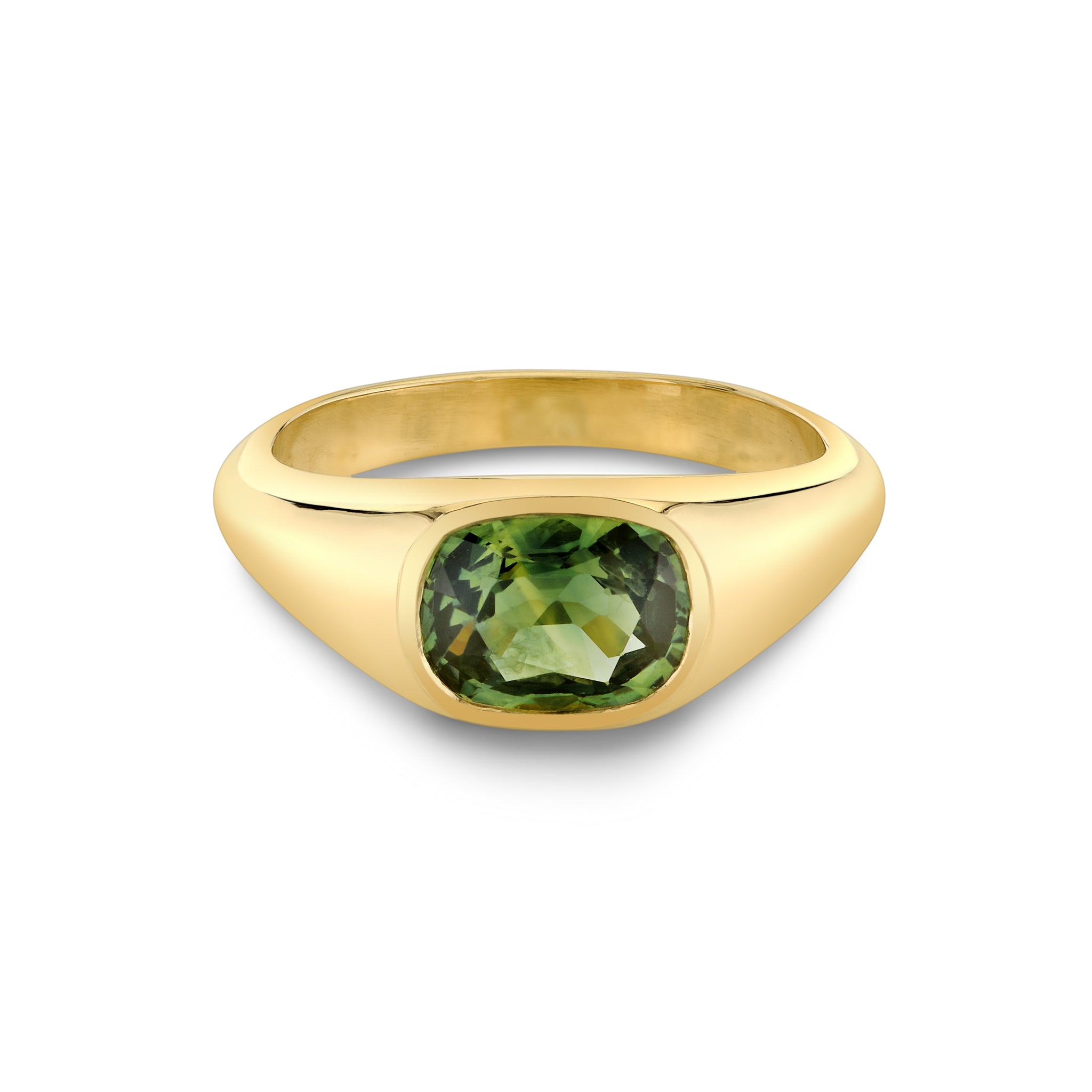 Green Sapphire Cushion Signet Ring - Size 6 – SKYDOG